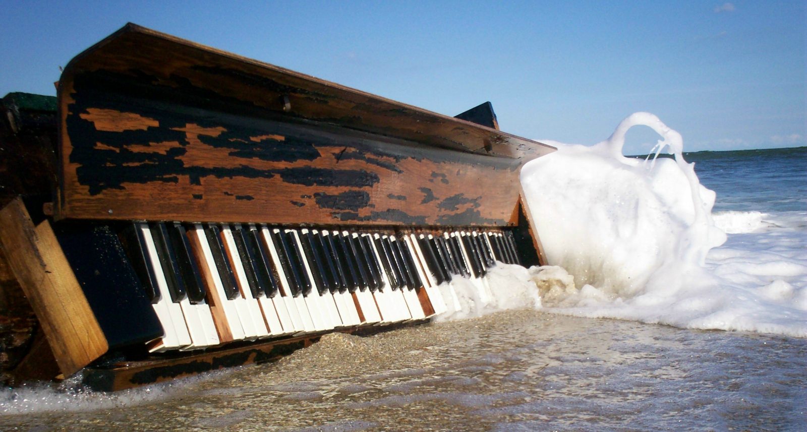 piano in ocean